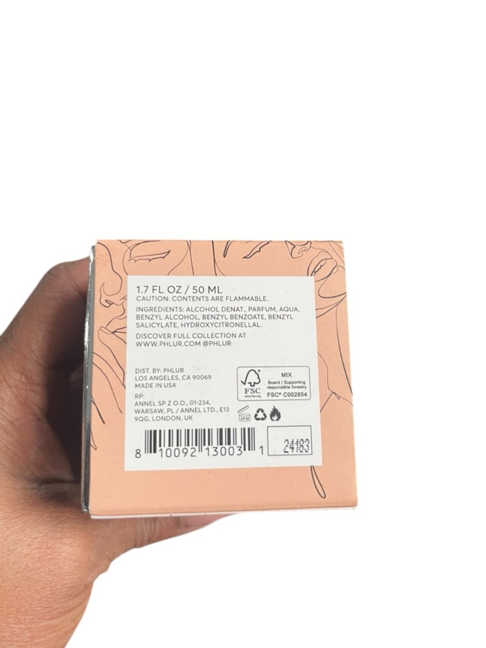 PHLUR Missing Person Eau de Parfum — Peach Pink Bottle - Picture 4 of 6